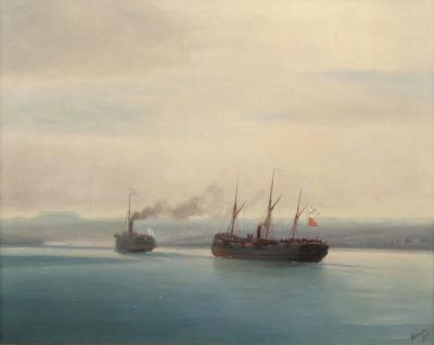 [Aivazovsky - Capture of the Turkish Troopship Mersina by the Steamer Russia on 13 December 1877] 