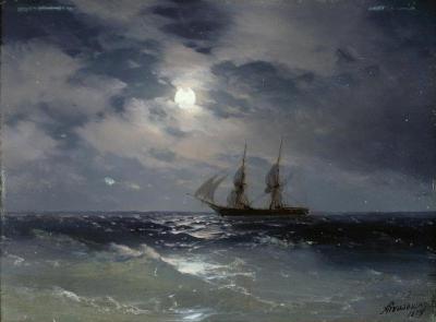 [Aivazovsky - Sailing Ship in the Moonlight on a Calm Sea] 