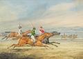 [Steeplechasing, Three Riders Galloping to Right]