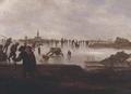 [Figures Skating on Frozen Waterway]