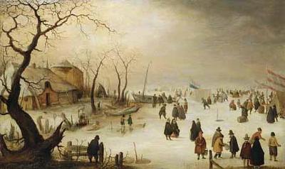 [Avercamp - A Winter River Landscape with Figures on the Ice] 