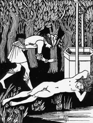 [Beardsley - King Mark finding Sir Tristan] 