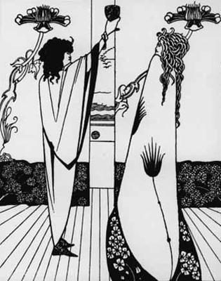 [Beardsley - Sir Tristan drinking the Love Potion] 