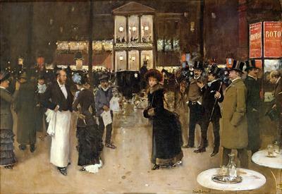 [Beraud - The Boulevard at Night, in front of the Theatre des Varietes, Paris] 