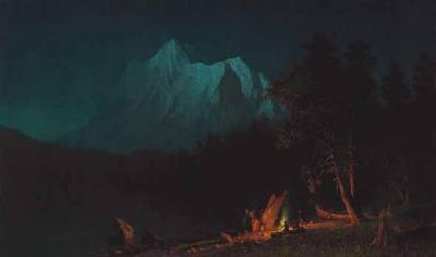 [Bierstadt - Mountainous Landscape by Moonlight] 