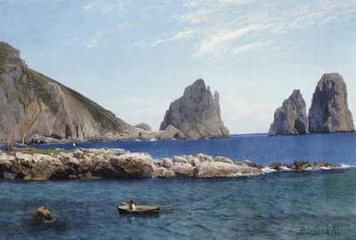 [Bierstadt - Rowing off the Rocks] 