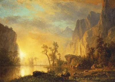 [Bierstadt - Sunset in the Rockies] 