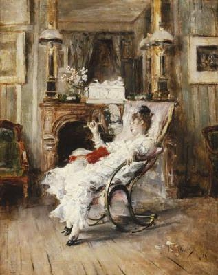 [Boldini - An Elegant Lady Holding a Fan] 