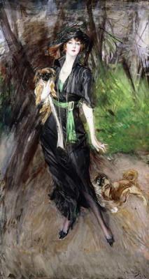 [Boldini - Portrait of a Lady, Lina Bilitis, with two Pekineses] 