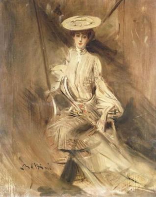 [Boldini - Portrait of a Lady, Seated, with a Parasol] 