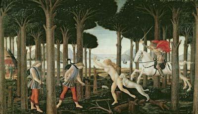 [Botticelli - Story of Nastagio, Ghostly Pursuit] 