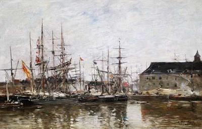 [Boudin - Three-Masters in Dock, Anvers] 