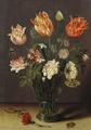 [Tulips with Other Flowers in a Glass on a Table]