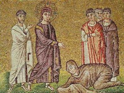 [Byzantine School - Jesus Cures the Woman who Bleeds] 