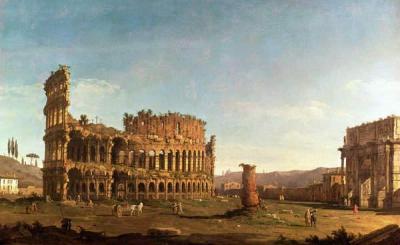 [Canaletto - Colosseum and Arch of Constantine, Rome] 