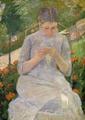 [Young Woman Sewing in the Garden]