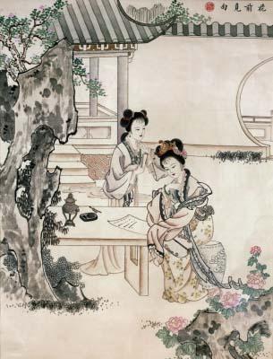 [Chinese School - Chinese Ladies in a Garden] 