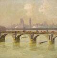 [Waterloo Bridge and Hungerford Bridge with the Houses of Parliament]