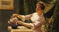 [A Young Woman Arranging Flowers]