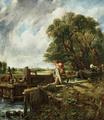 [Barges Passing a Lock on the Stour]