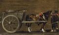 [A Farm Cart with Two Horses in Harness]