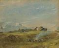 [Hampstead Heath, with Figures round a Bonfire]