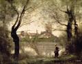 [View of the Town and Cathedral of Mantes Through the Trees, Evening]