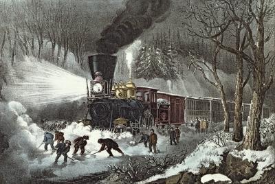 [Currier & Ives - An American Railroad Scene, Snowbound] 