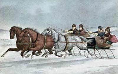 [Currier & Ives - A Brush on the Snow] 