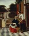 [Woman and Maid with a Pail in a Courtyard]