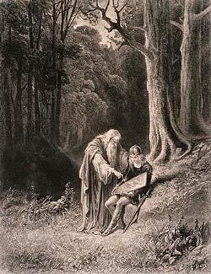 [Dore - Merlin Paints the Young Knight's Shield] 