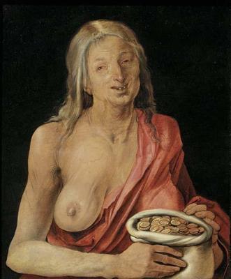 [Durer - Old Woman with a Bag of Coins] 