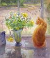 [Striped Jug with Spring Flowers]
