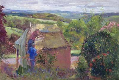 [Easton - Thatching the Summer House, Lanhydrock House, Cornwall] 