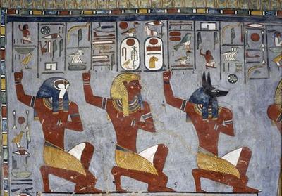 [Egyptian School - Ramesses I with Souls of Nekhen and Pe] 
