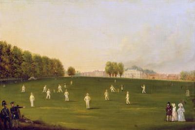 [English School - First Grand Match of Cricket played by Members of the Royal Amateur Society on Hampton Court Green] 