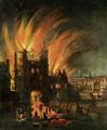 [The Great Fire of London with Ludgate and Old St Paul's]