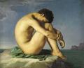 [Naked Young Man Sitting by the Sea]
