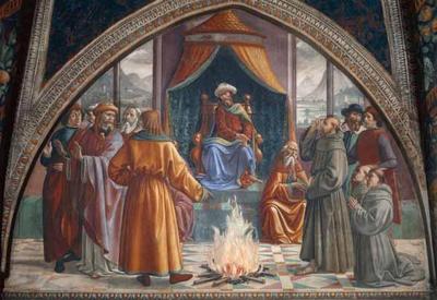 [Ghirlandaio - St Francis of Assisi before the Sultan, Ordeal by Fire] 