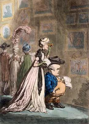 [Gillray - A Peep at Christies, or Tally-Ho, and His Nimeny-Pimmeney Taking The Morning Lounge] 