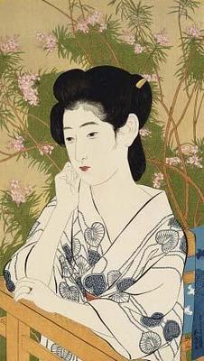 [Goyo - Bust Portrait of a Young Woman Leaning on a Balcony Railing] 