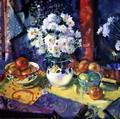 [Flowers and Fruit in a Green Bowl]