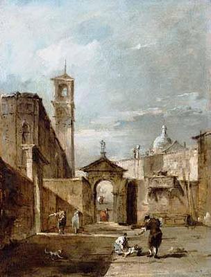 [Guardi - A Capriccio of a Venetian Campo with a Church Beyond] 