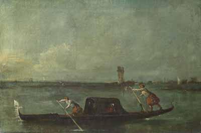 [Guardi - A Gondola on the Lagoon near Mestre] 