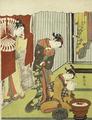 [Figures in an Interior, a Courtesan looking at her Shinzo]