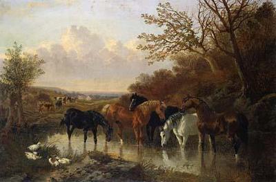 [Herring, Jr. - Farmhorses Watering in a Wooded River Landscape] 