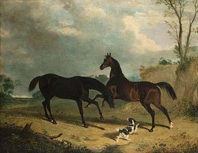 [Herring, Sr. - Hunters and a Spaniel in a Wooded Landscape] 