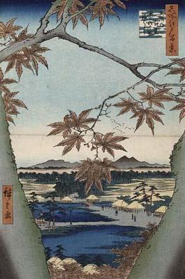 [Hiroshige - Maple Leaves and the Tekona Shrine and Bridge at Mama] 