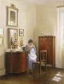 [Interior with Lady Sewing]