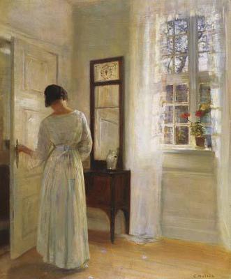 [Holsoe - A Lady Looking in a Mirror by an Open Door] 
